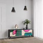 GEOMETRIC RHAPSODY 3-Door TV Stand in Black Finish