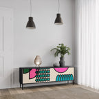 GEOMETRIC RHAPSODY 3-Door TV Stand in Black Finish