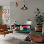 GEOMETRIC RHAPSODY 3-Door TV Stand in Black Finish