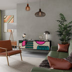 GEOMETRIC RHAPSODY 3-Door TV Stand in Black Finish