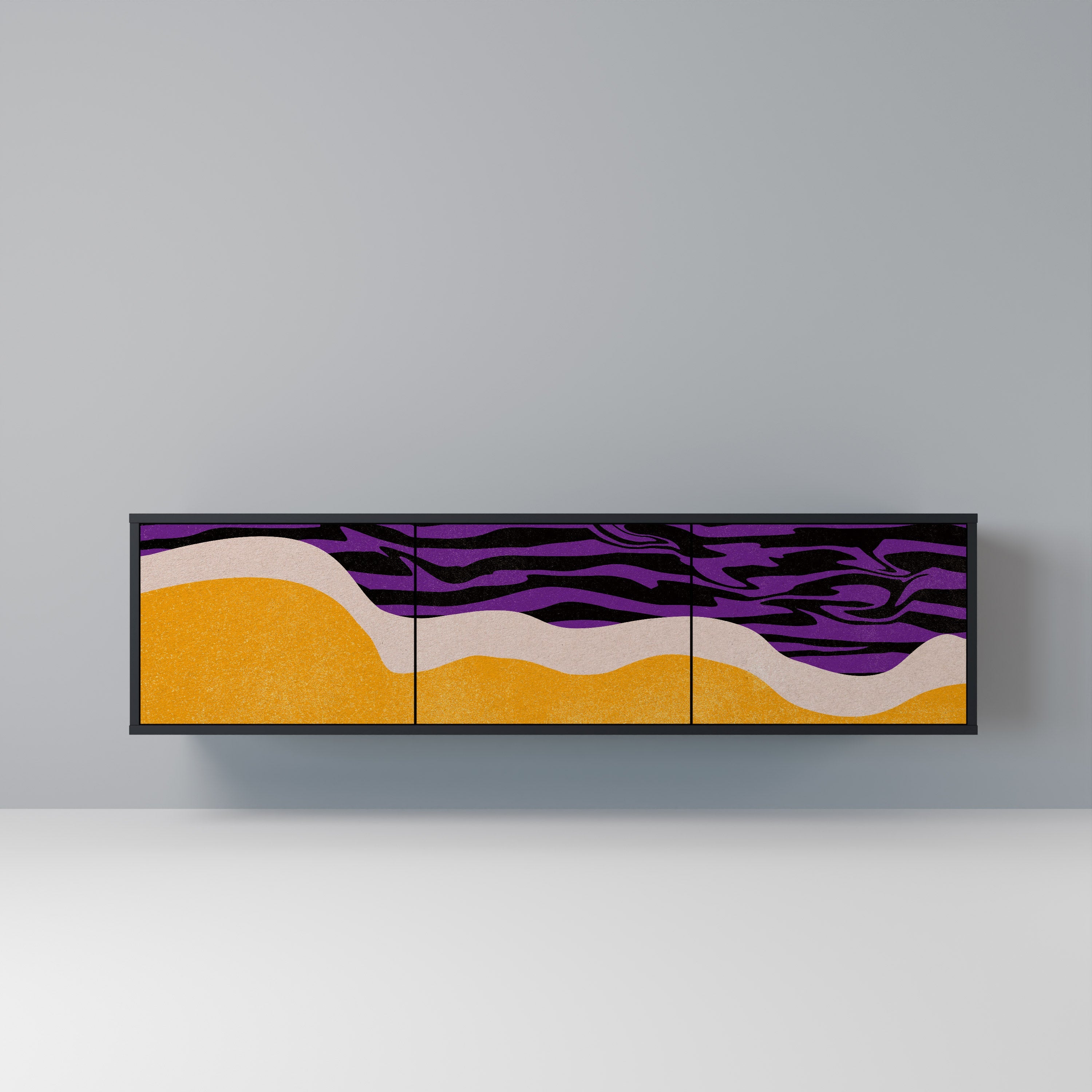 INDEPENDENT BORDER Móvel de TV com 3 Portas em Acabamento Preto