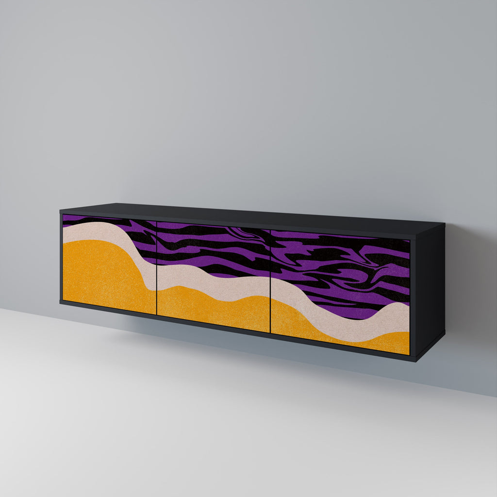 INDEPENDENT BORDER 3-Door TV Stand in Black Finish