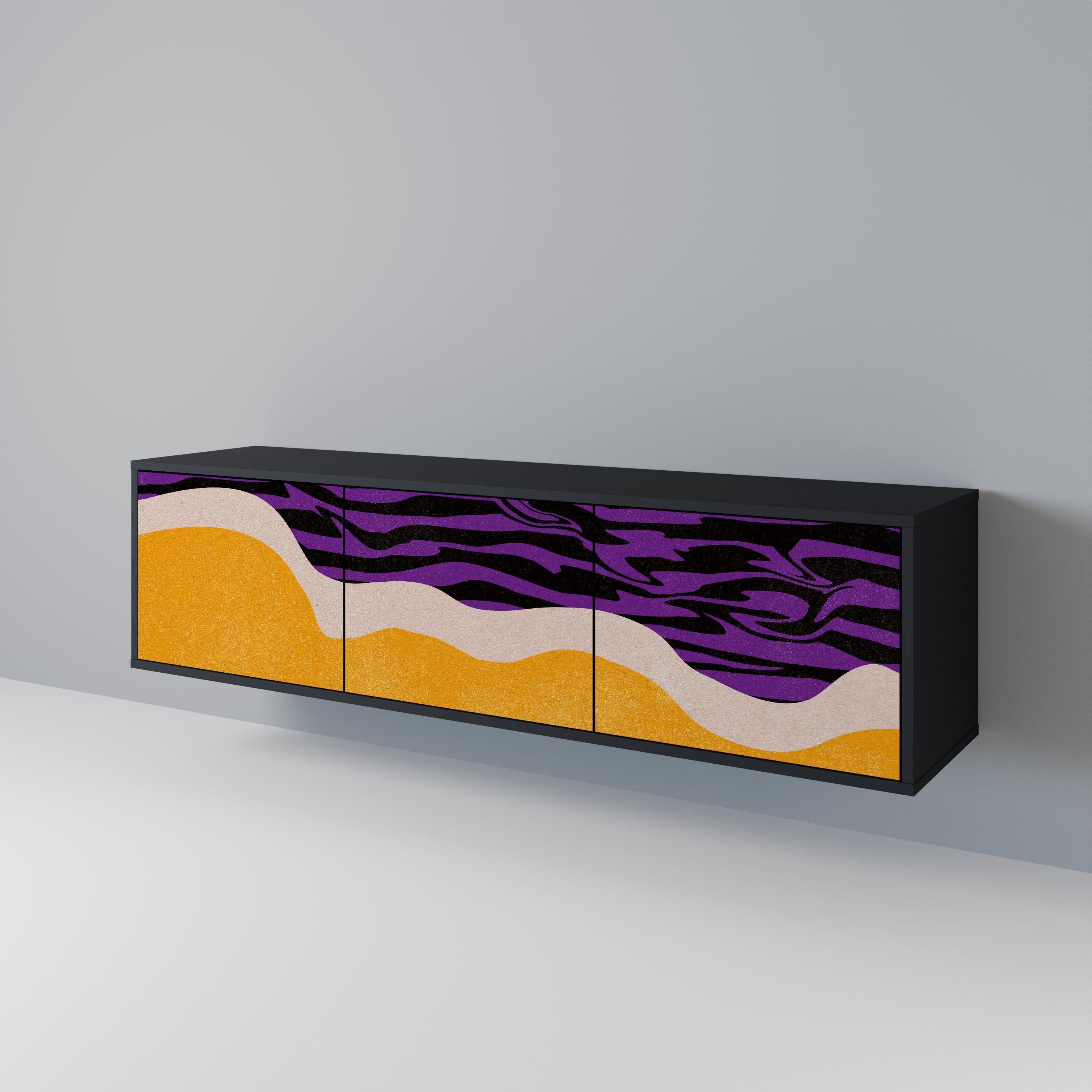 INDEPENDENT BORDER 3-Door TV Stand in Black Finish