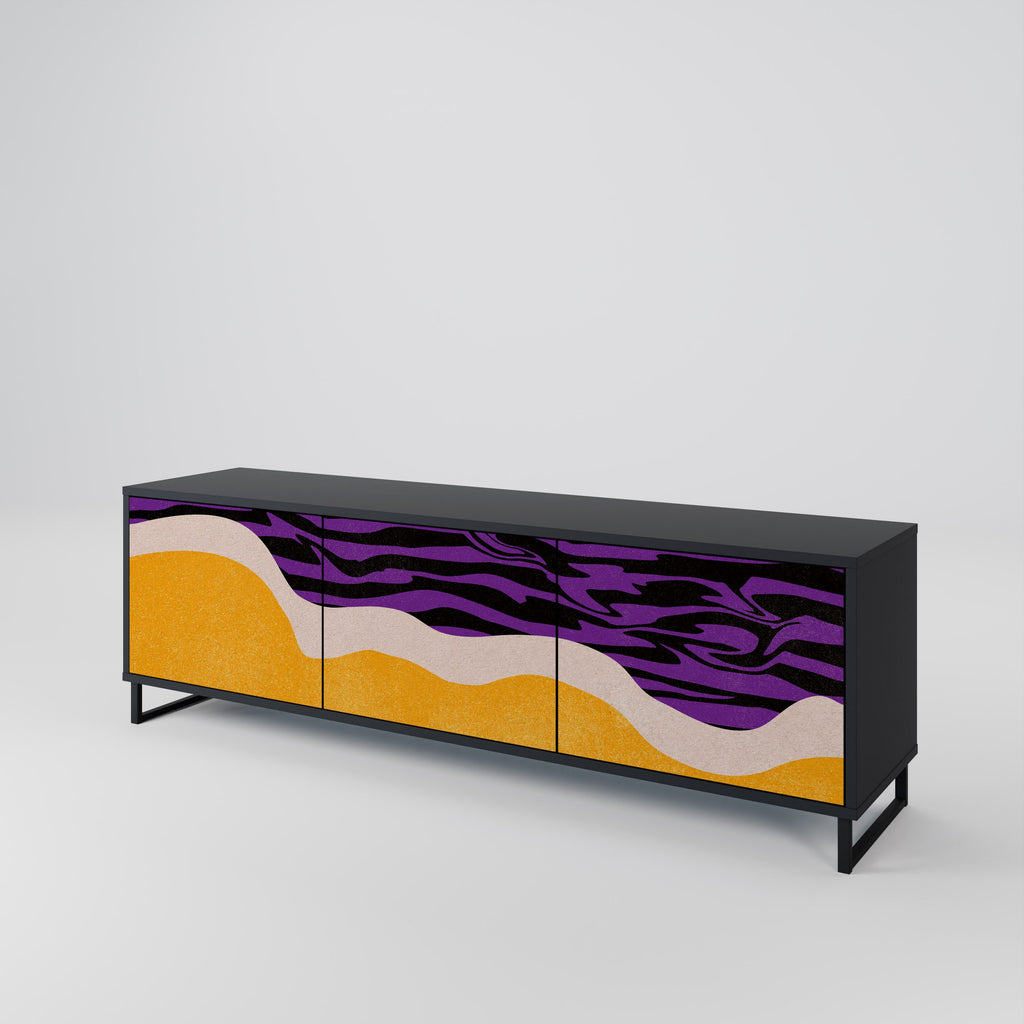 INDEPENDENT BORDER 3-Door TV Stand in Black Finish