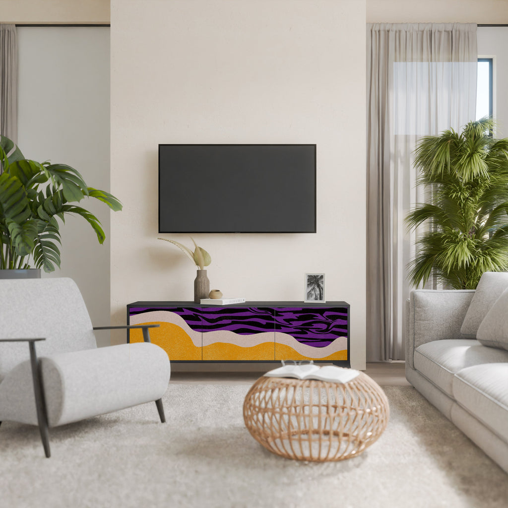 INDEPENDENT BORDER 3-Door TV Stand in Black Finish