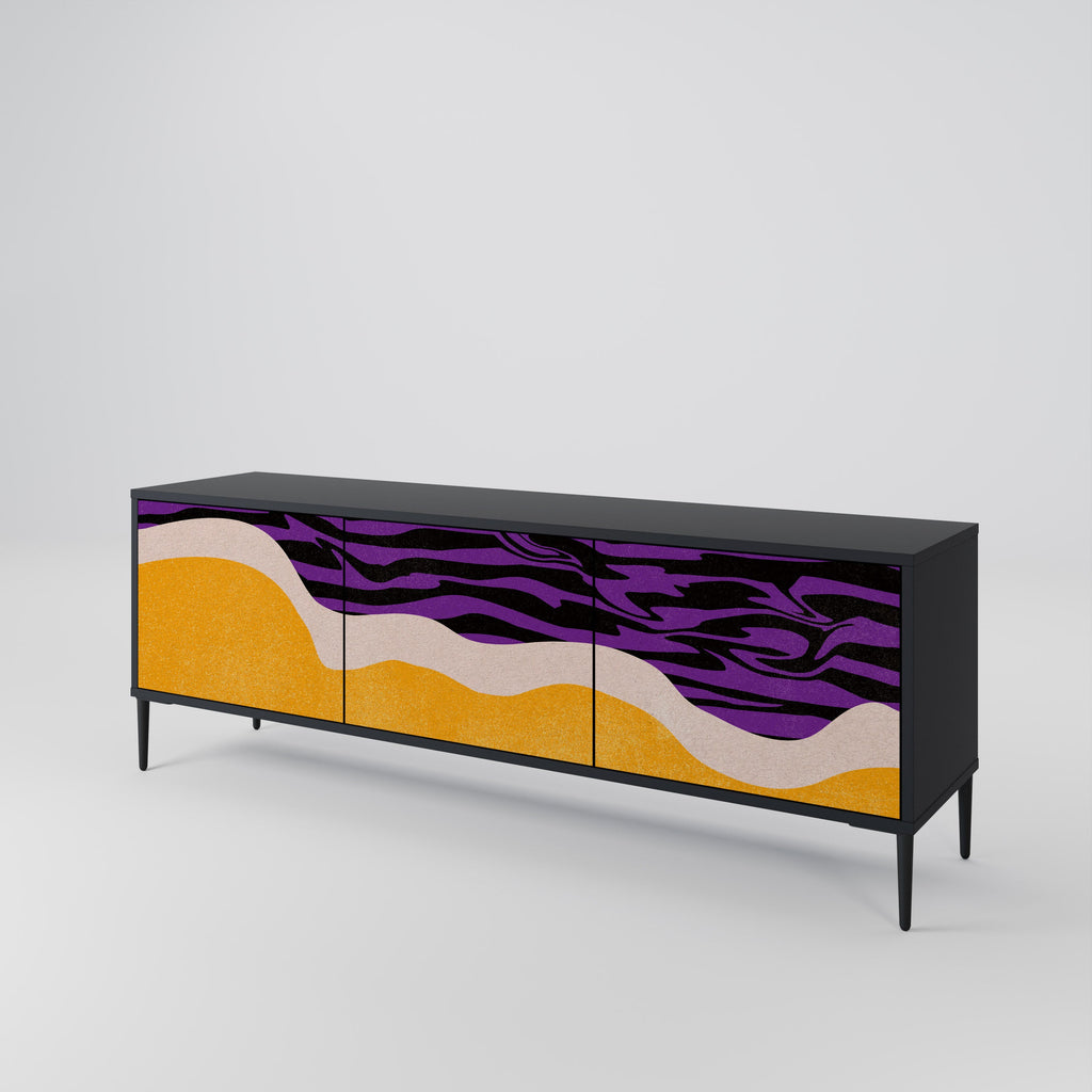 INDEPENDENT BORDER 3-Door TV Stand in Black Finish