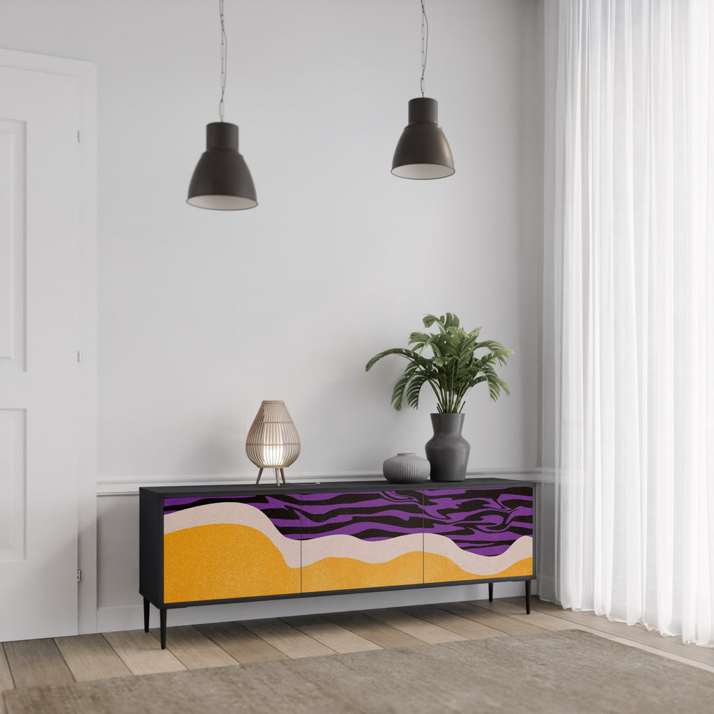 INDEPENDENT BORDER 3-Door TV Stand in Black Finish