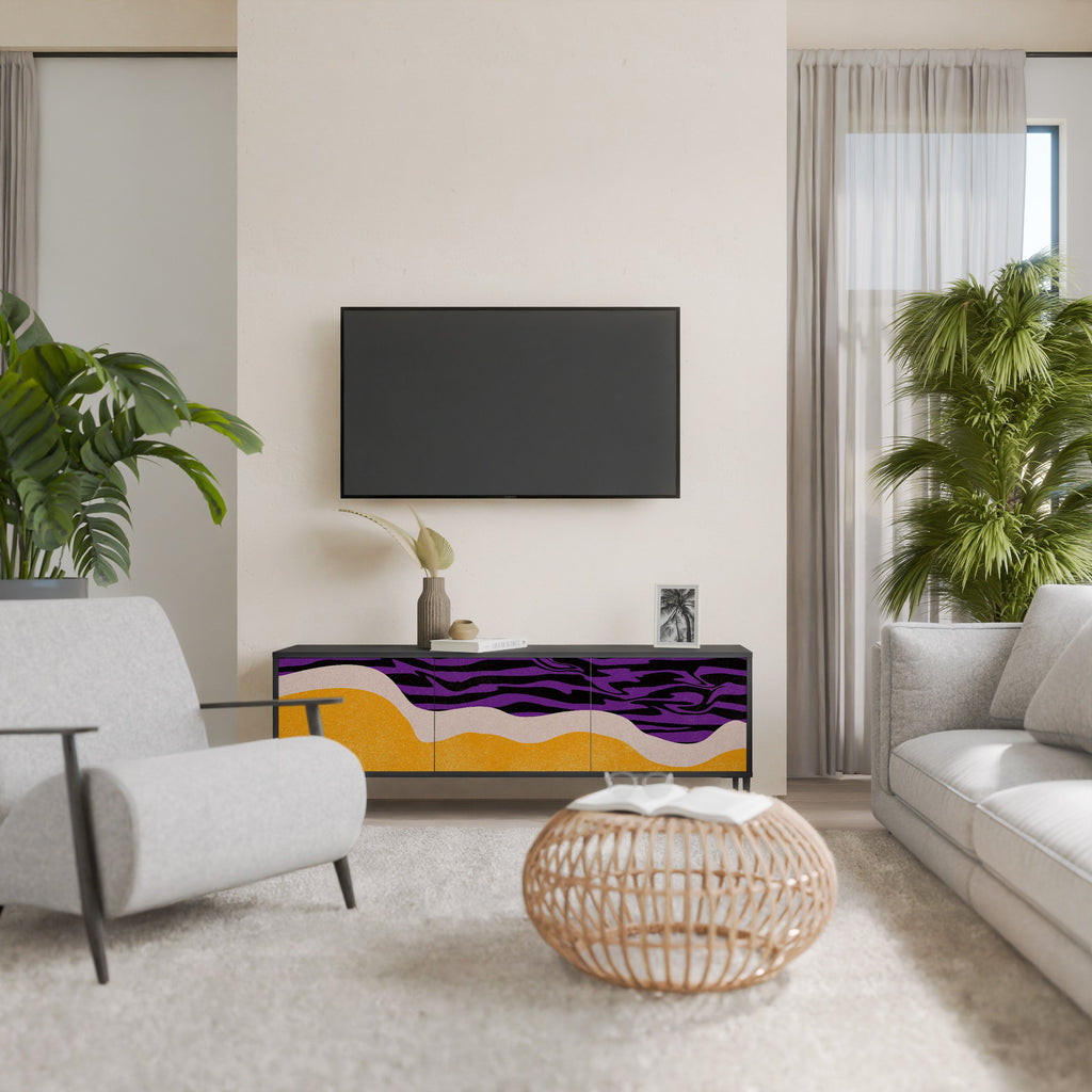 INDEPENDENT BORDER 3-Door TV Stand in Black Finish