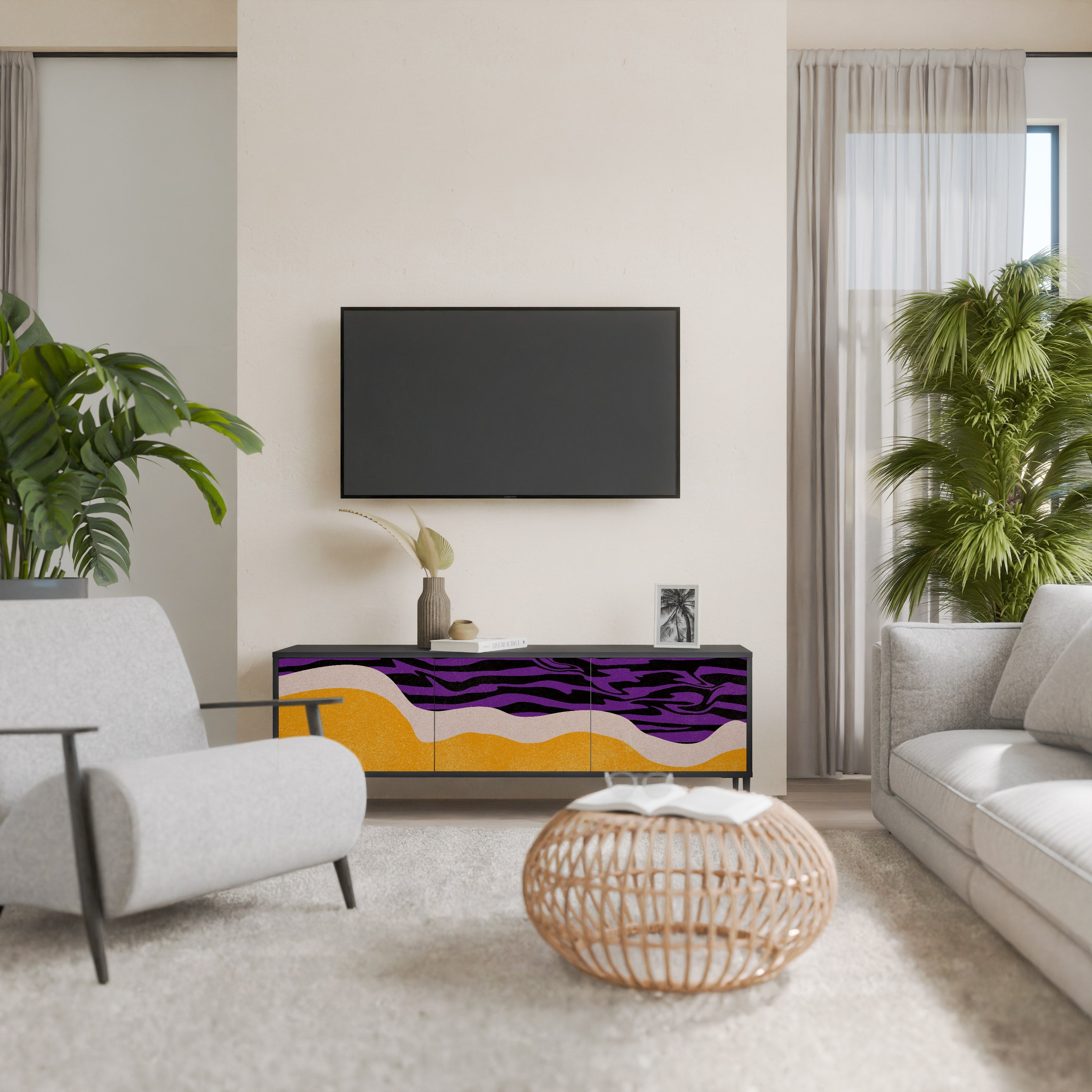 INDEPENDENT BORDER Móvel de TV com 3 Portas em Acabamento Preto