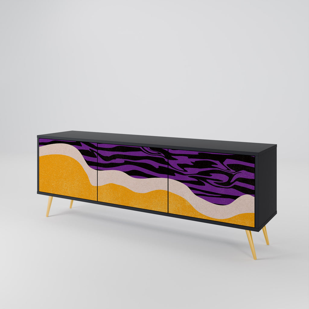 INDEPENDENT BORDER 3-Door TV Stand in Black Finish