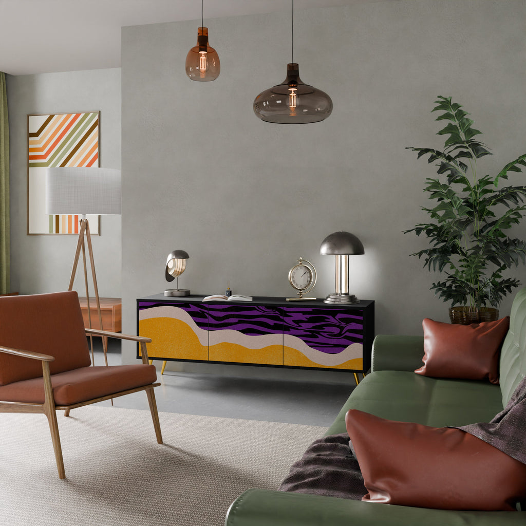 INDEPENDENT BORDER 3-Door TV Stand in Black Finish