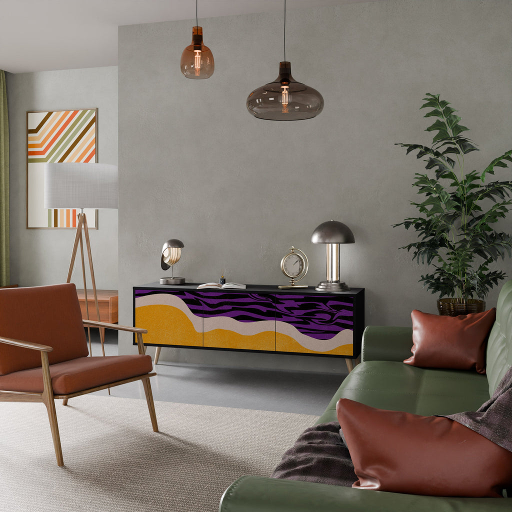 INDEPENDENT BORDER 3-Door TV Stand in Black Finish