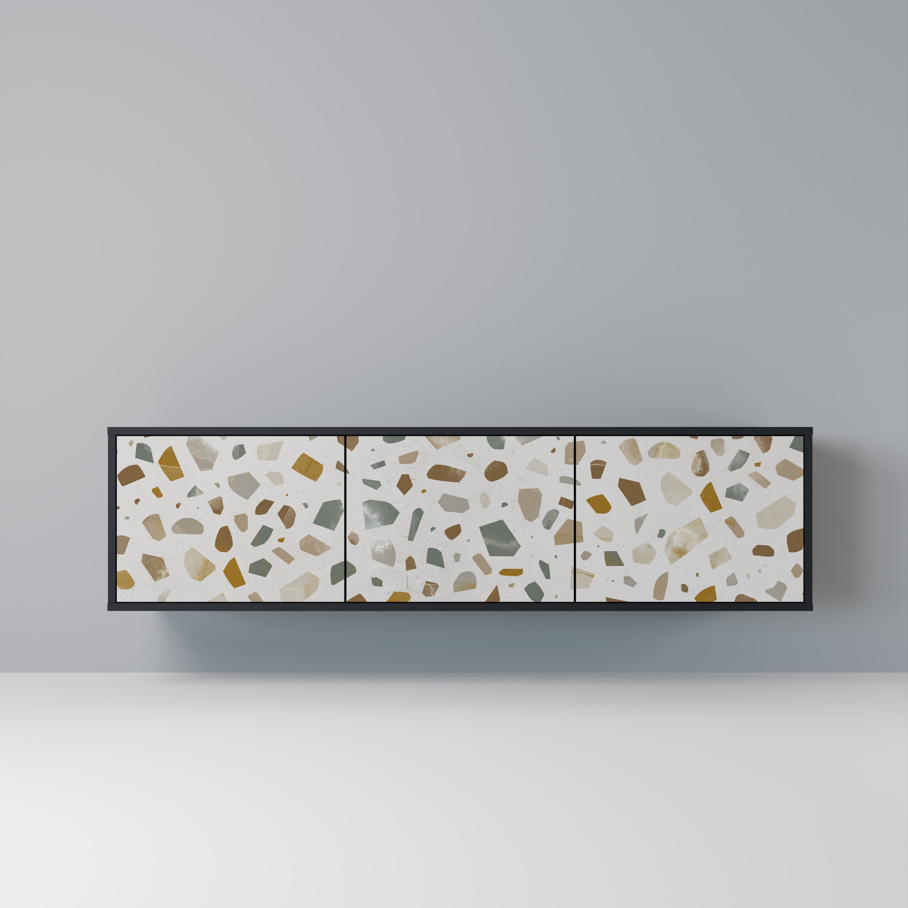 PIECES OF TOMORROW Móvel de TV com 3 Portas em Acabamento Preto