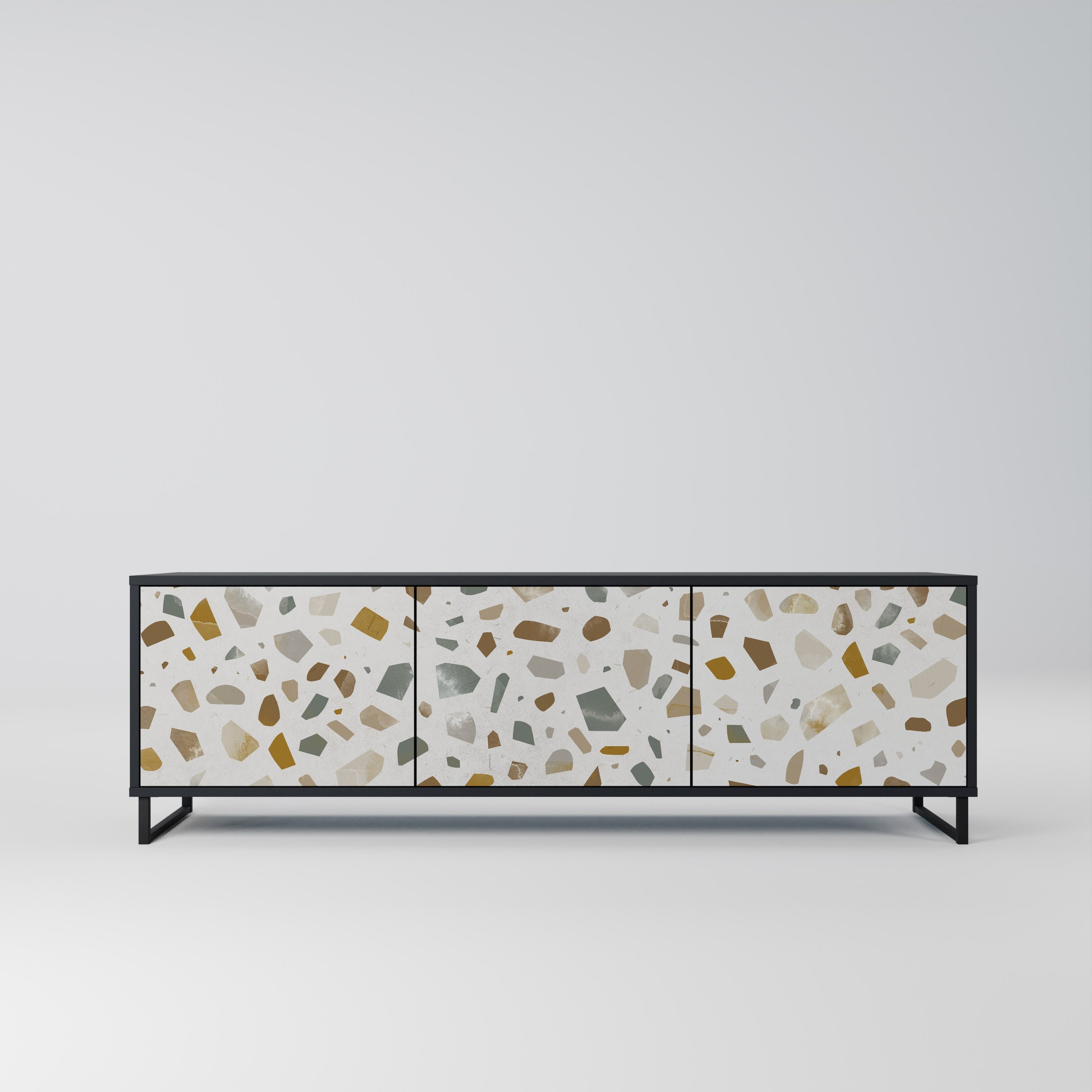 PIECES OF TOMORROW Móvel de TV com 3 Portas em Acabamento Preto