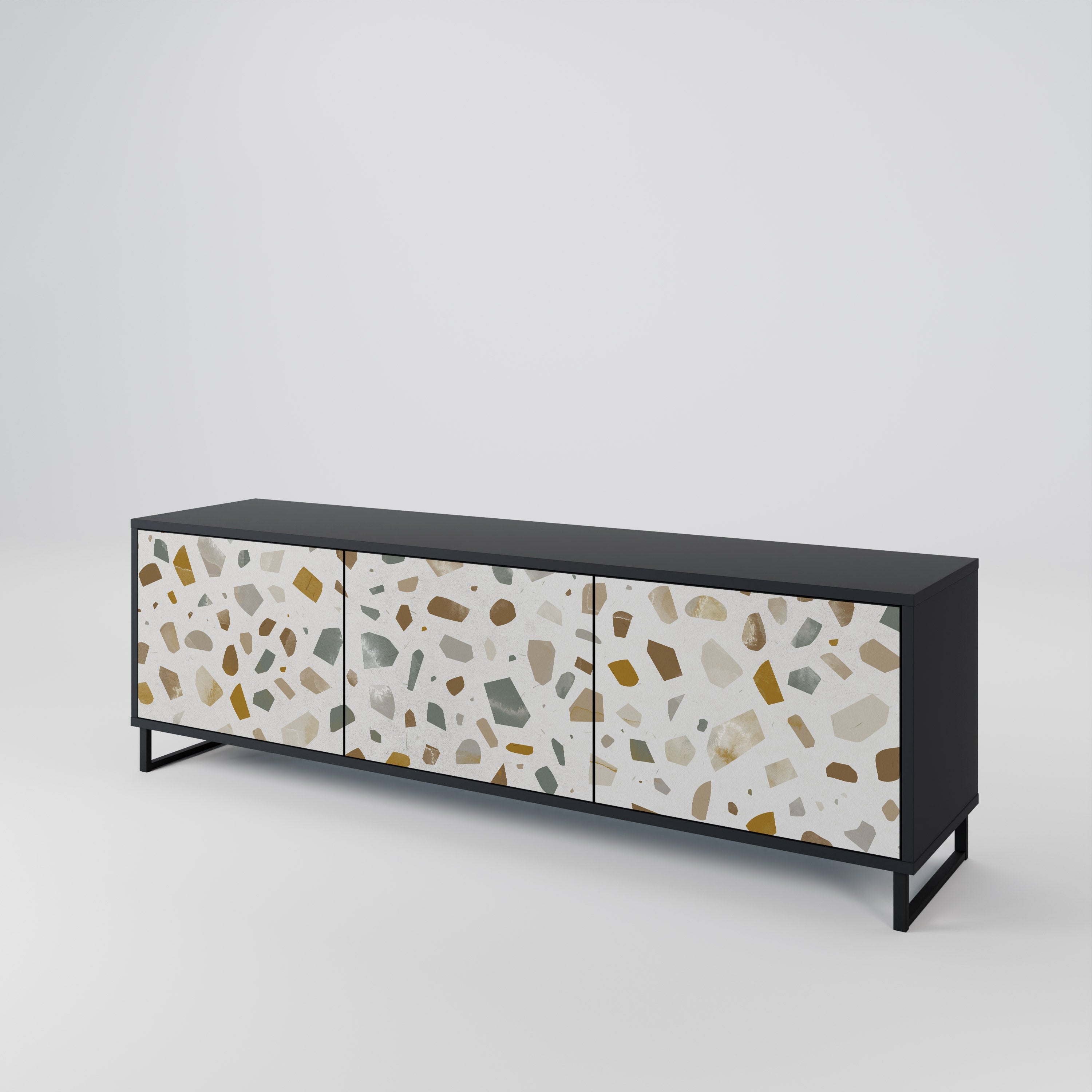 PIECES OF TOMORROW Móvel de TV com 3 Portas em Acabamento Preto