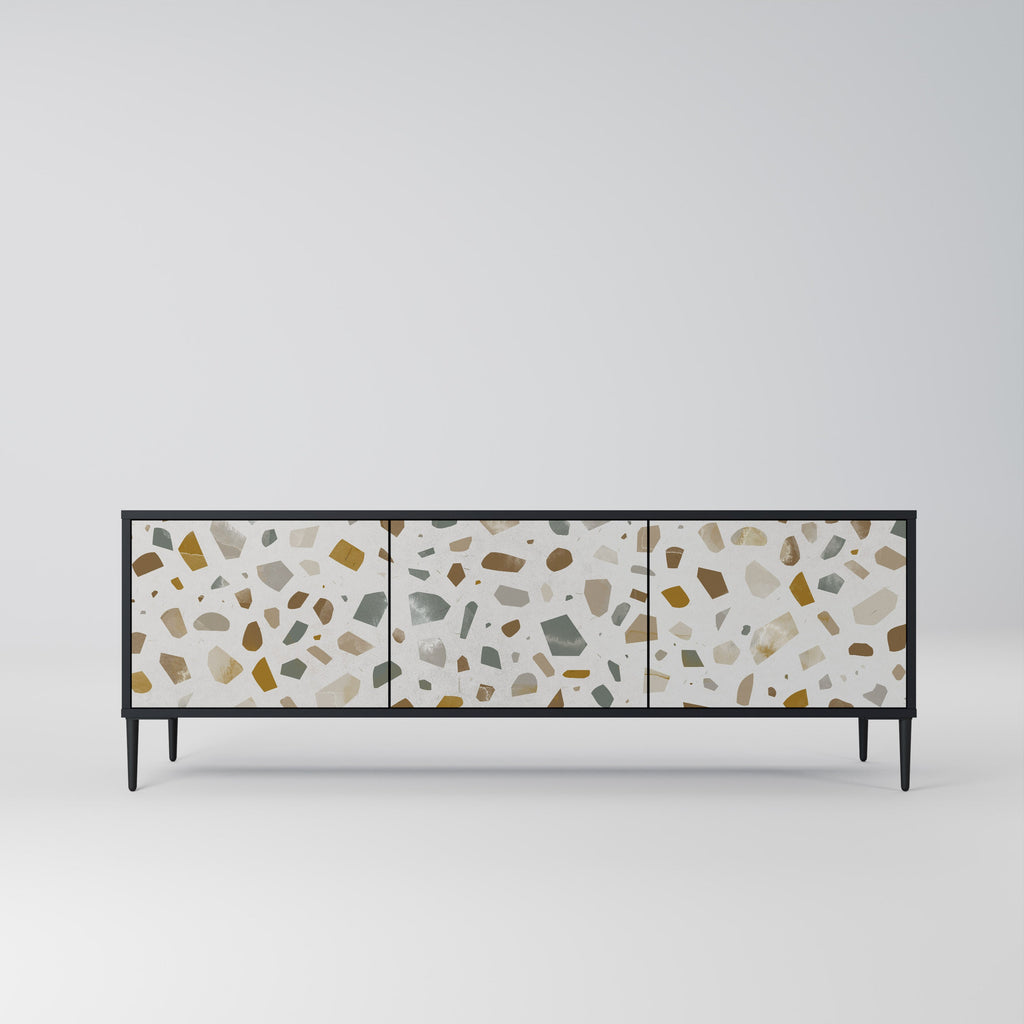 PIECES OF TOMORROW Móvel de TV com 3 Portas em Acabamento Preto