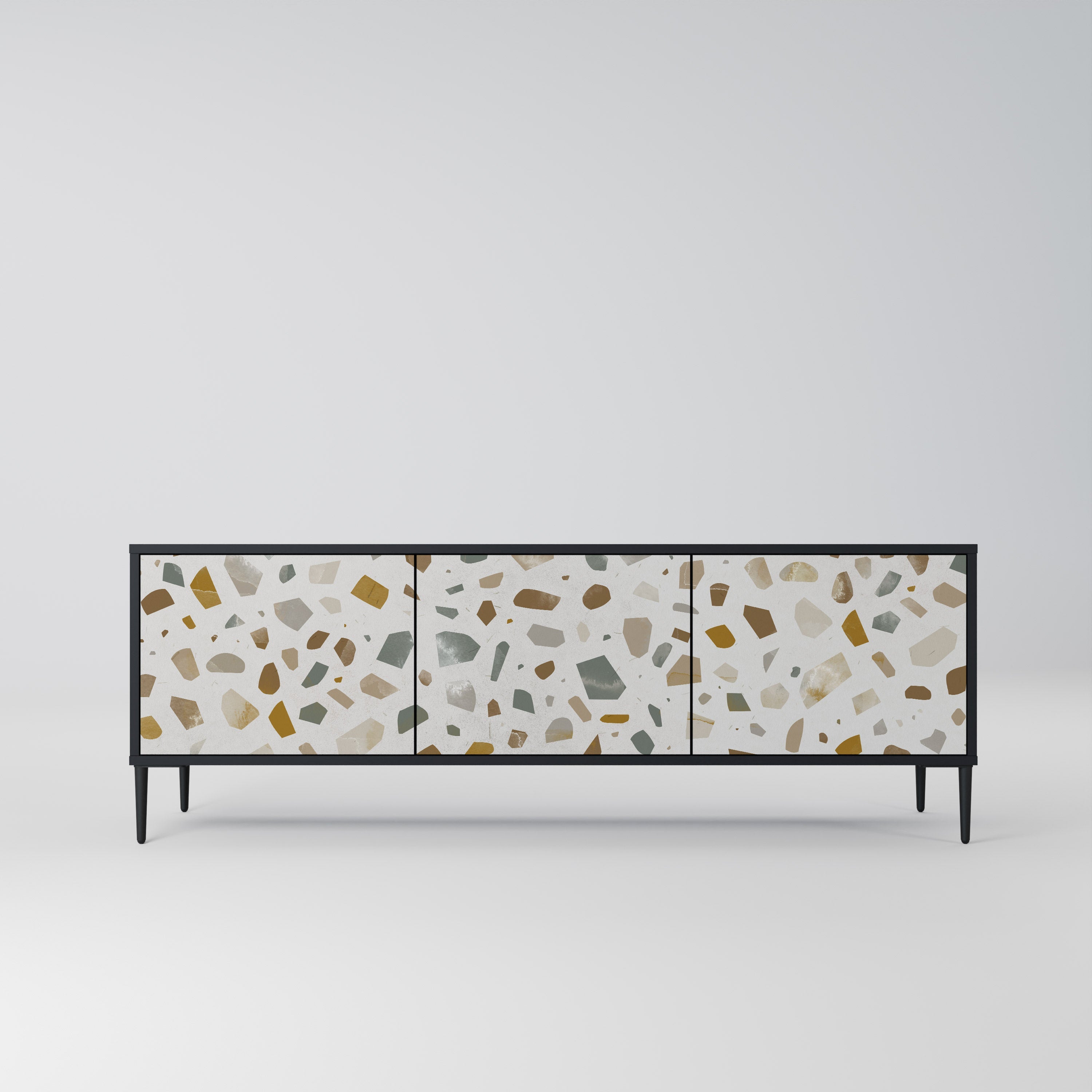 PIECES OF TOMORROW Móvel de TV com 3 Portas em Acabamento Preto