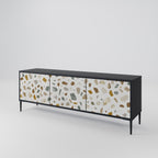 PIECES OF TOMORROW Móvel de TV com 3 Portas em Acabamento Preto