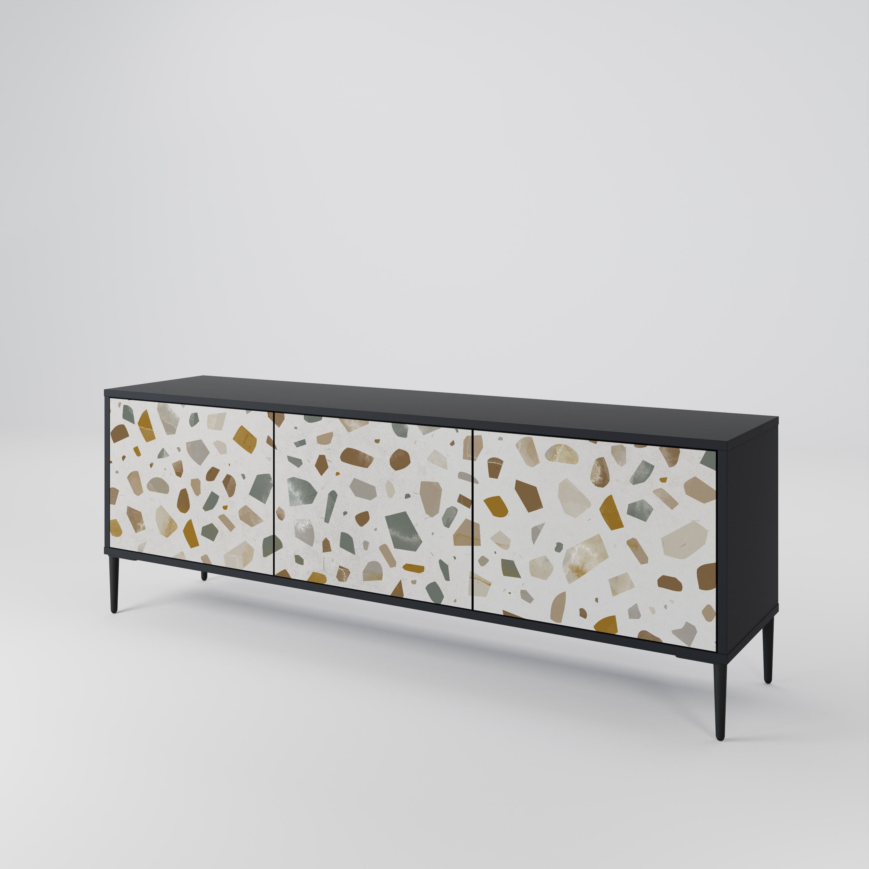 PIECES OF TOMORROW Móvel de TV com 3 Portas em Acabamento Preto