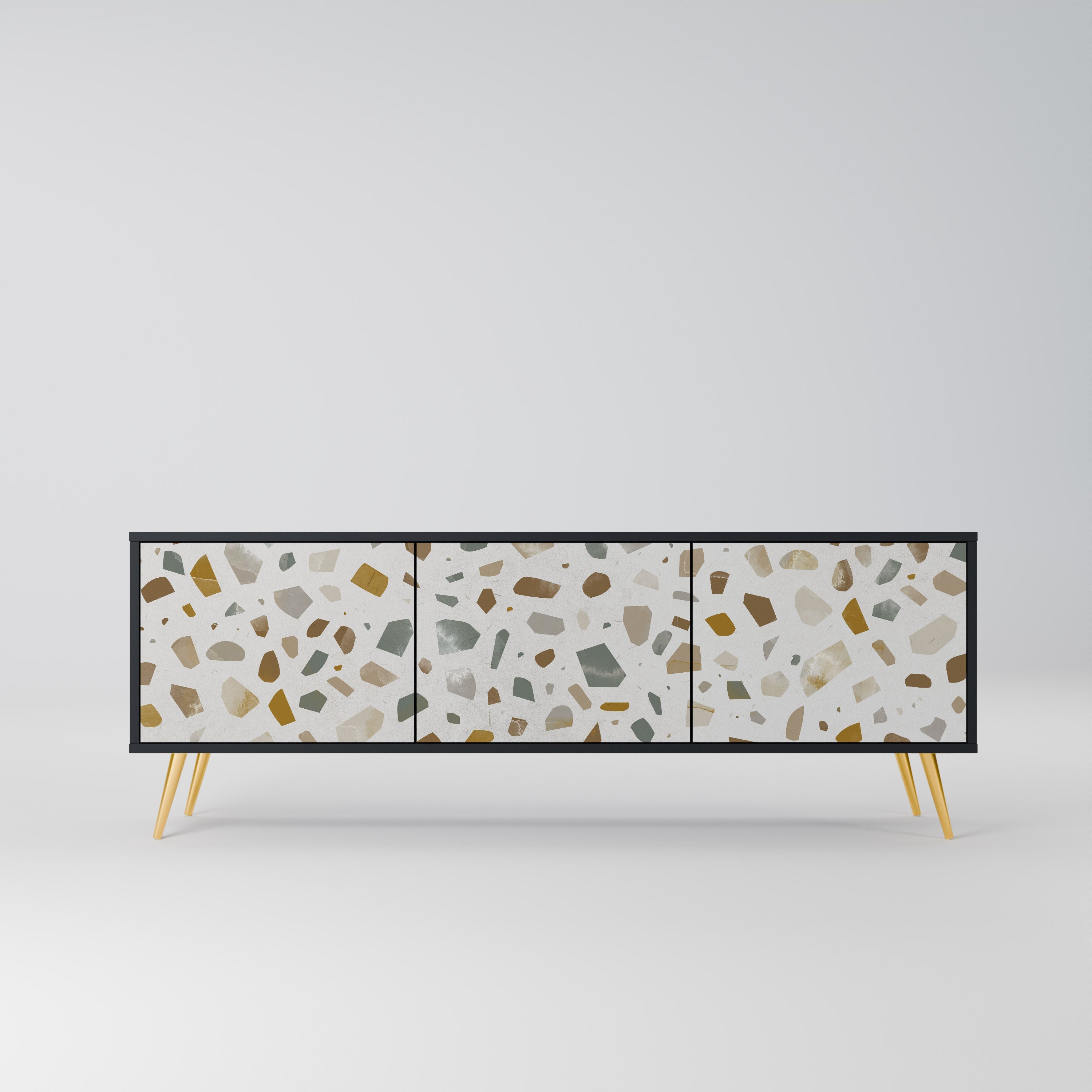 PIECES OF TOMORROW Móvel de TV com 3 Portas em Acabamento Preto