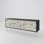 PIECES OF TOMORROW Móvel de TV com 3 Portas em Acabamento Preto