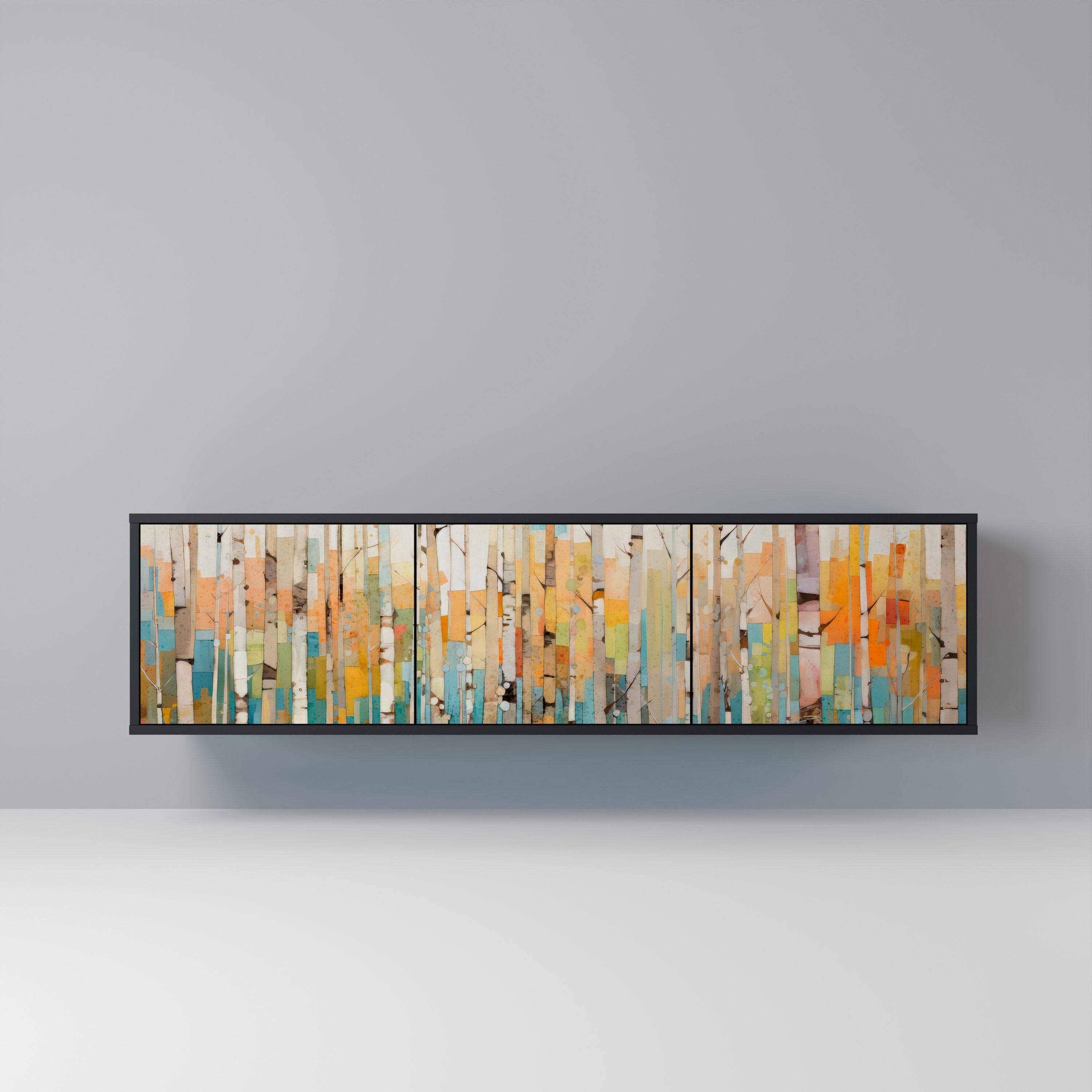 BIRCH KALEIDOSCOPE Móvel de TV com 3 Portas em Acabamento Preto