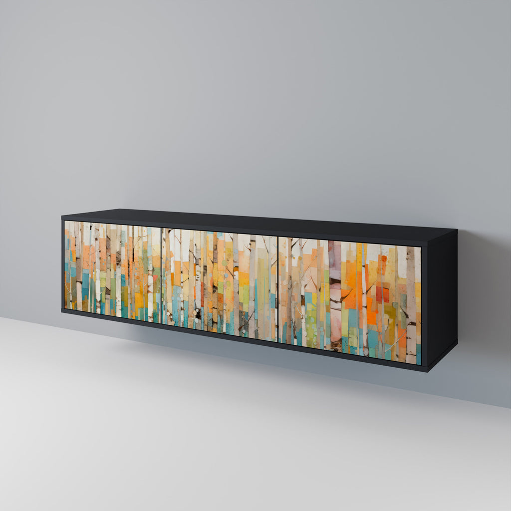 BIRCH KALEIDOSCOPE Móvel de TV com 3 Portas em Acabamento Preto