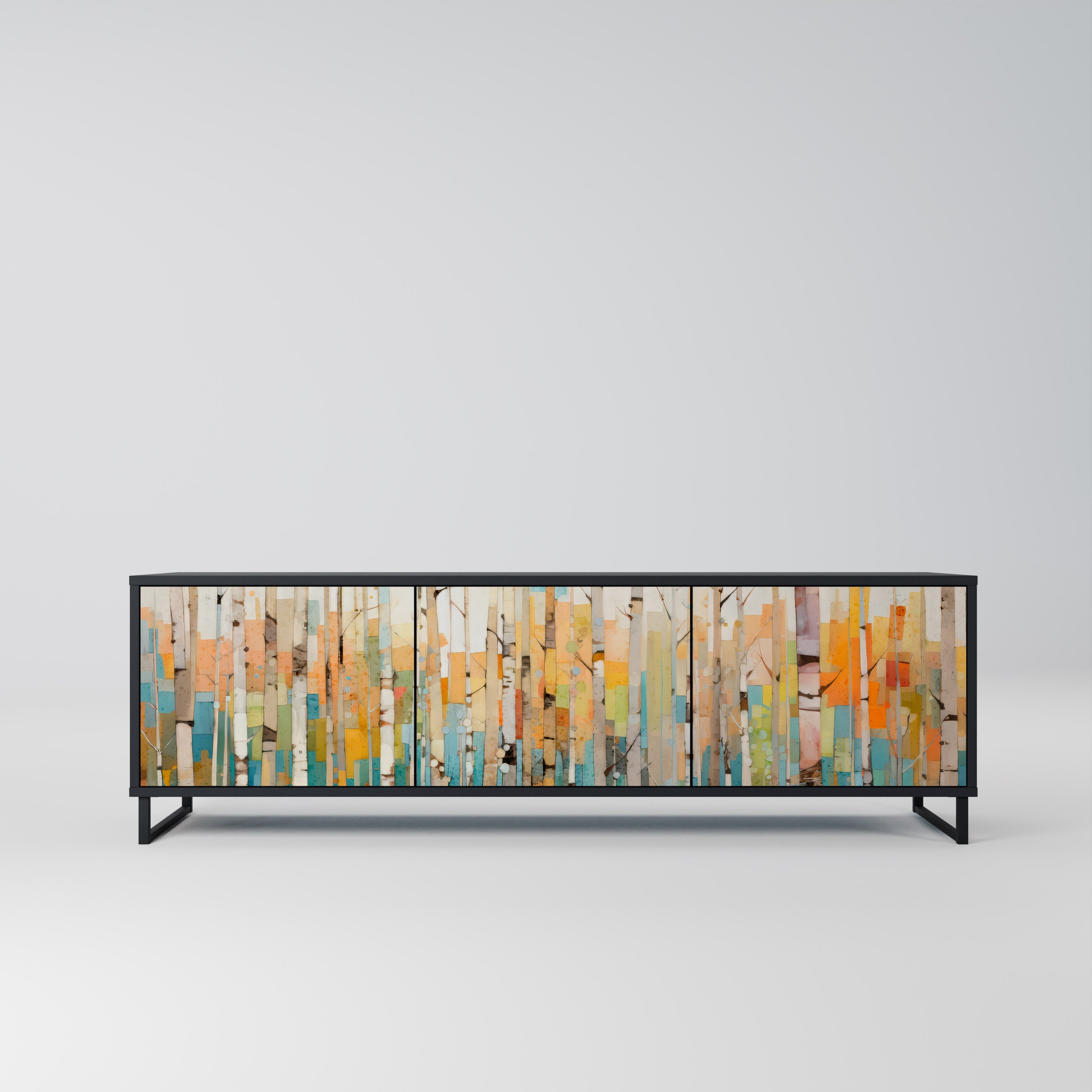 BIRCH KALEIDOSCOPE Móvel de TV com 3 Portas em Acabamento Preto