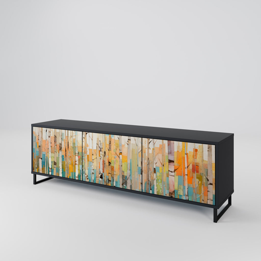 BIRCH KALEIDOSCOPE Móvel de TV com 3 Portas em Acabamento Preto