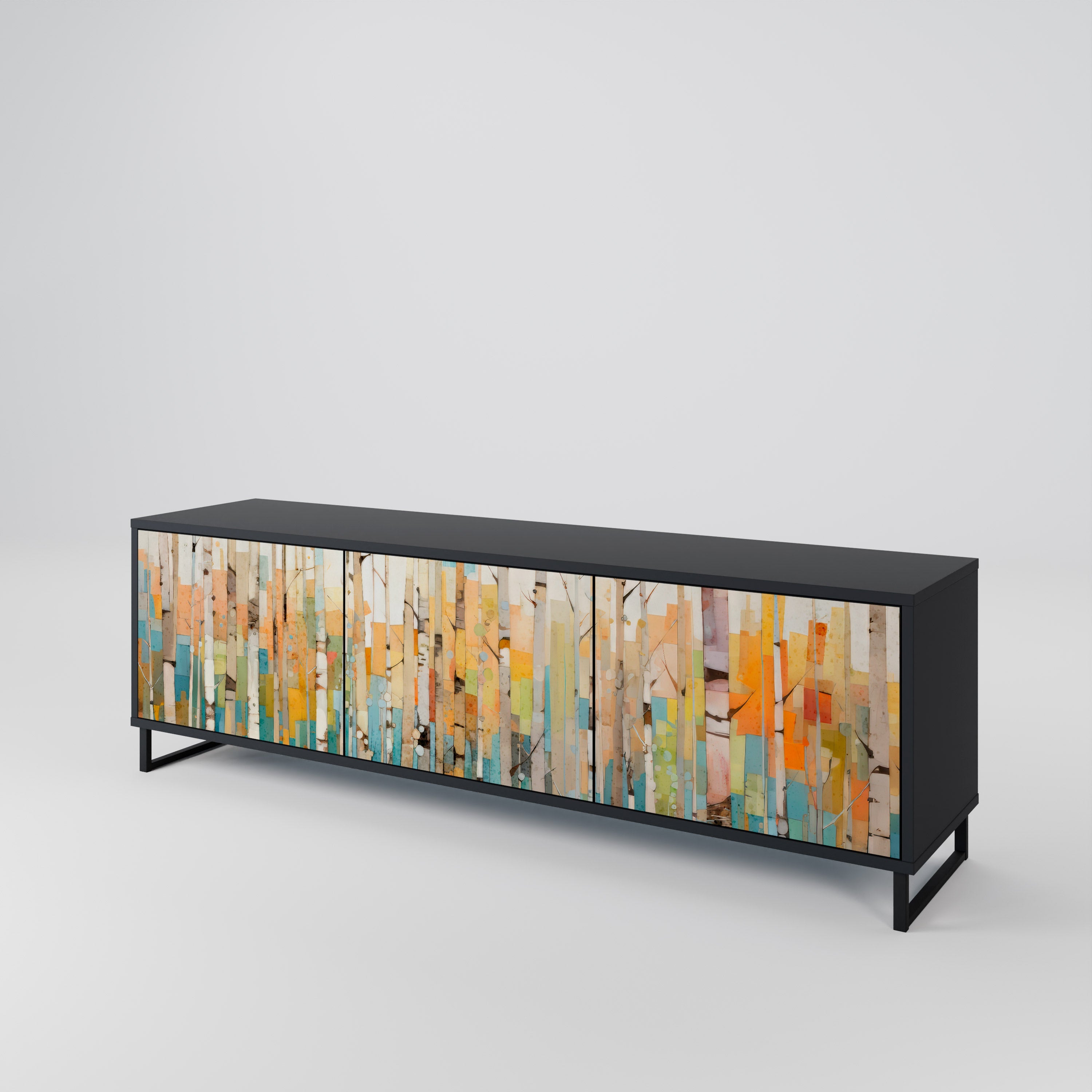 BIRCH KALEIDOSCOPE Móvel de TV com 3 Portas em Acabamento Preto