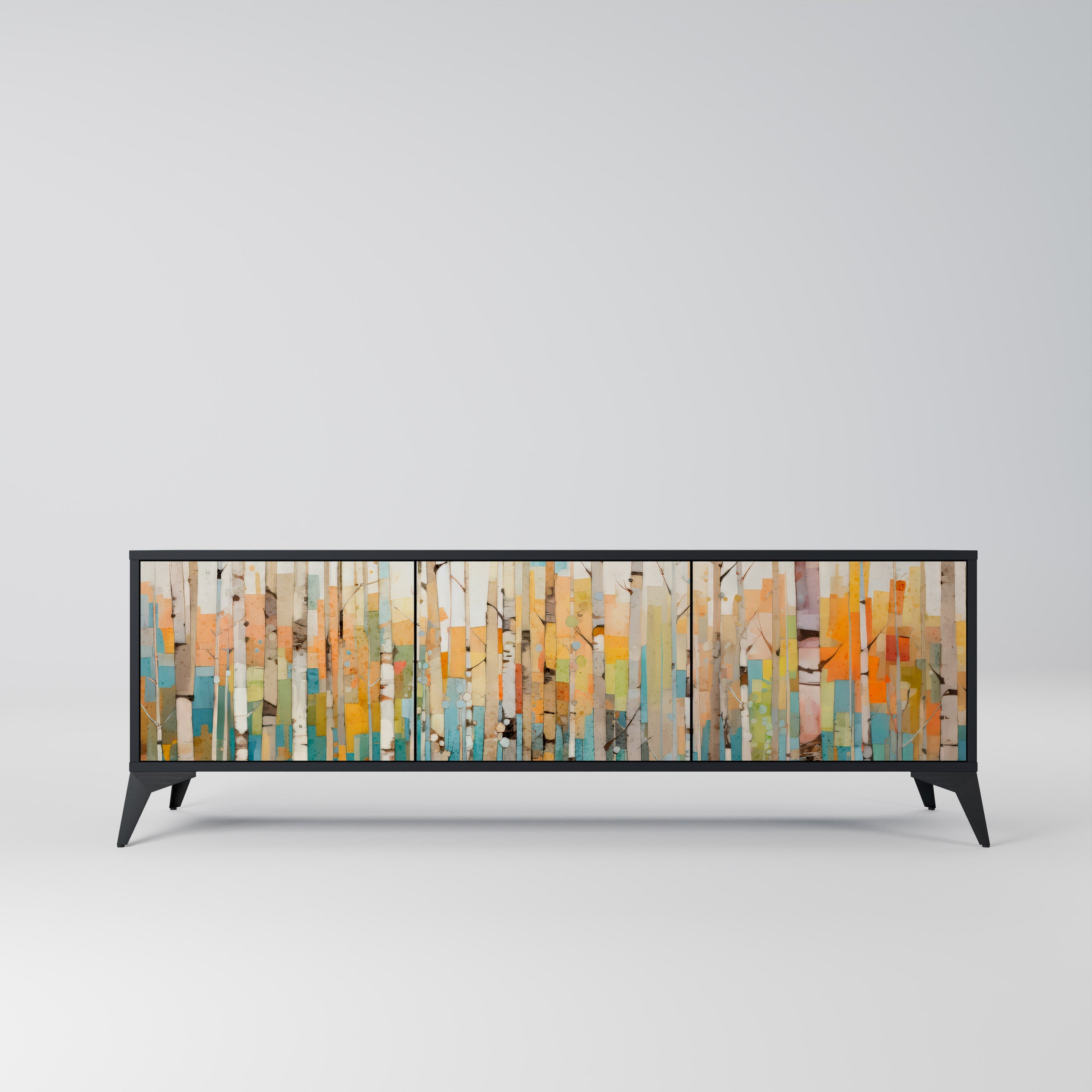 BIRCH KALEIDOSCOPE Móvel de TV com 3 Portas em Acabamento Preto