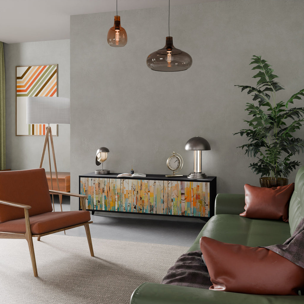 BIRCH KALEIDOSCOPE Móvel de TV com 3 Portas em Acabamento Preto