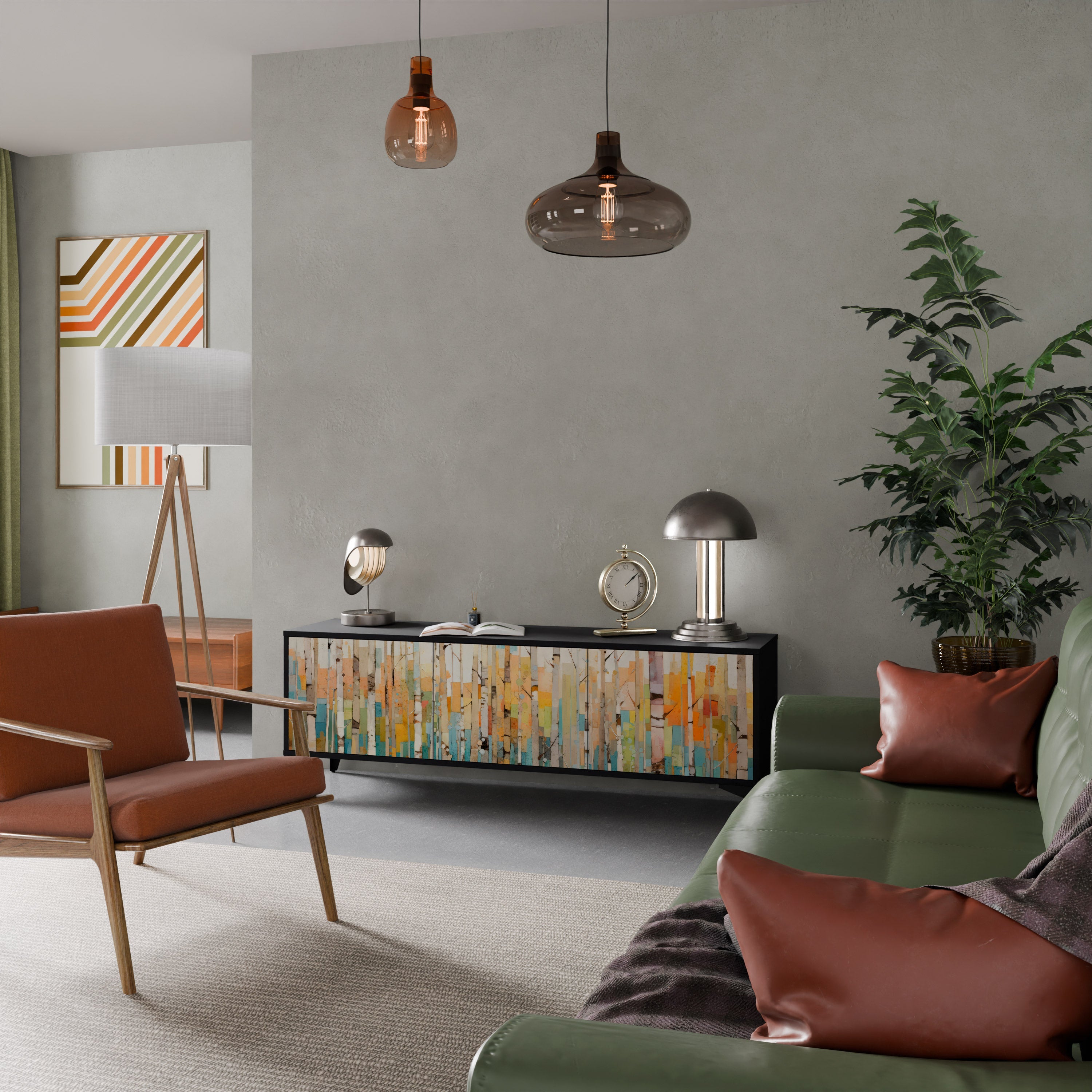 BIRCH KALEIDOSCOPE Móvel de TV com 3 Portas em Acabamento Preto