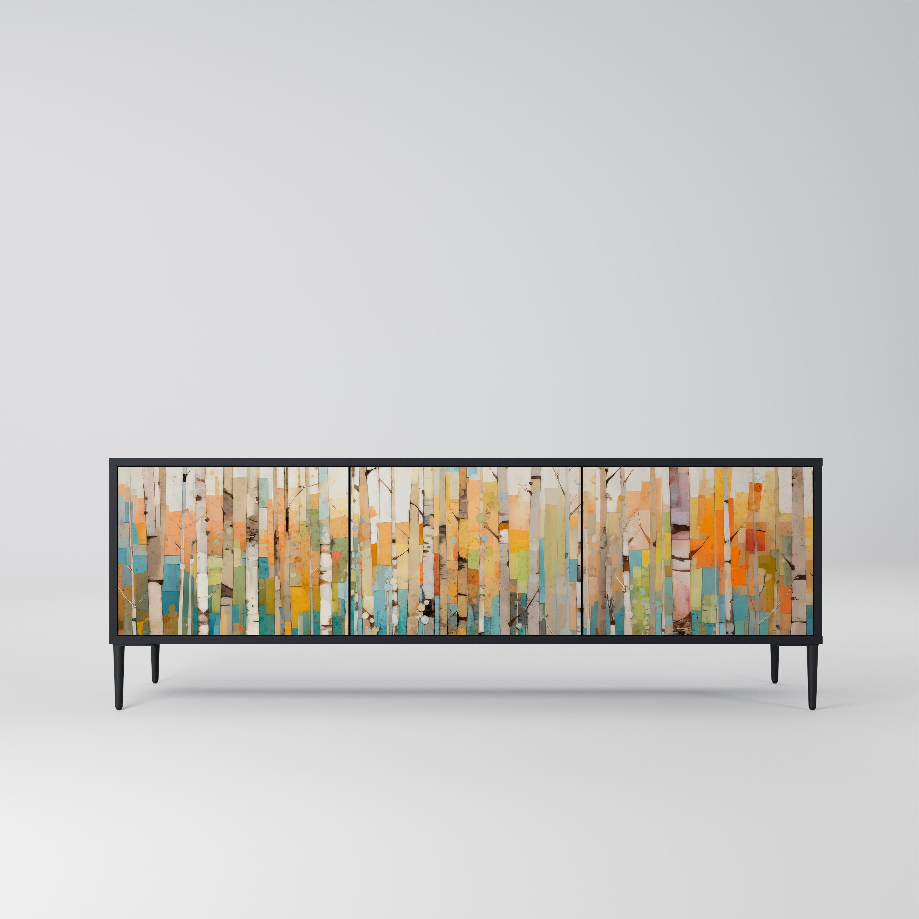 BIRCH KALEIDOSCOPE Móvel de TV com 3 Portas em Acabamento Preto