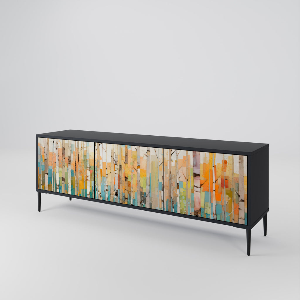 BIRCH KALEIDOSCOPE Móvel de TV com 3 Portas em Acabamento Preto