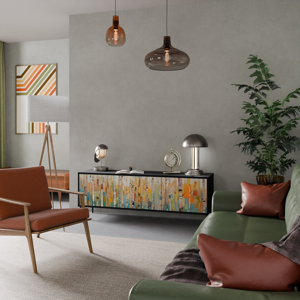 BIRCH KALEIDOSCOPE Móvel de TV com 3 Portas em Acabamento Preto