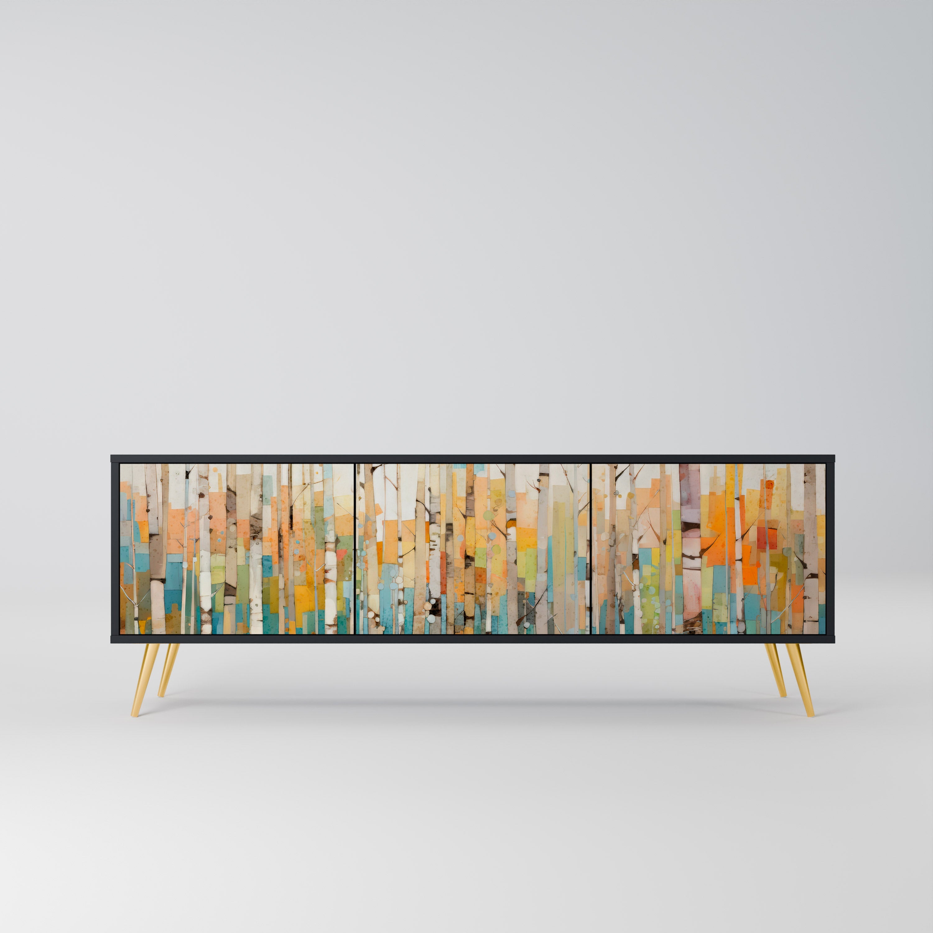 BIRCH KALEIDOSCOPE Móvel de TV com 3 Portas em Acabamento Preto