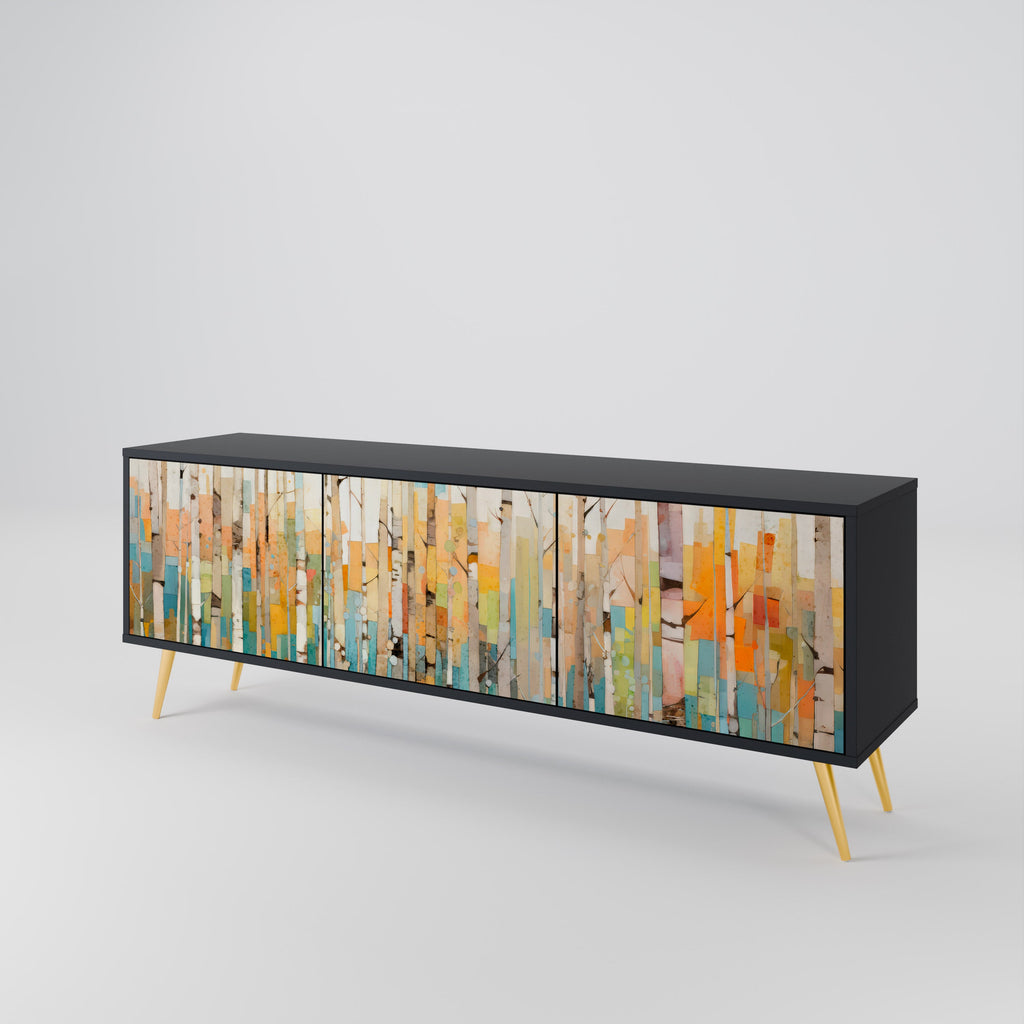 BIRCH KALEIDOSCOPE Móvel de TV com 3 Portas em Acabamento Preto