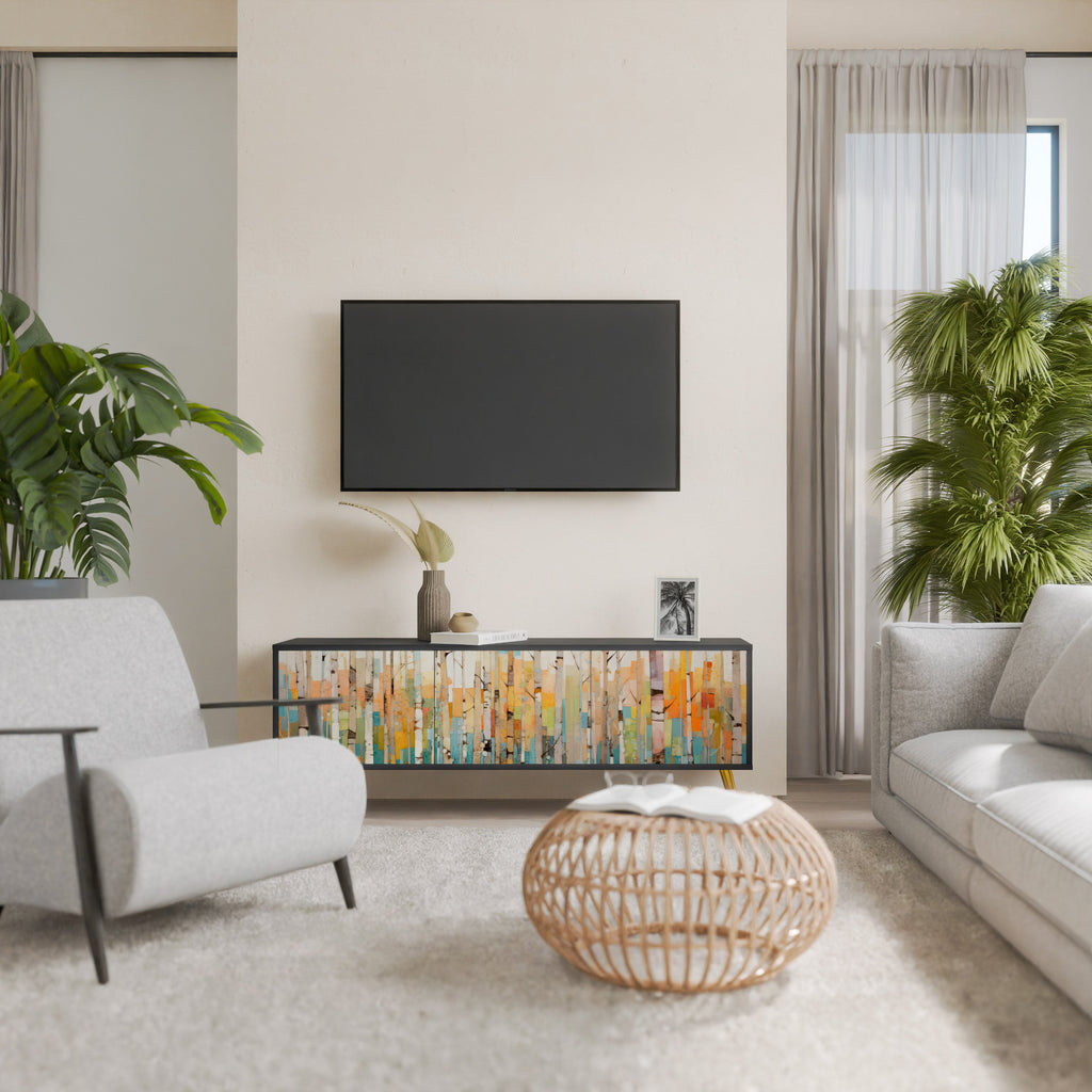 BIRCH KALEIDOSCOPE Móvel de TV com 3 Portas em Acabamento Preto