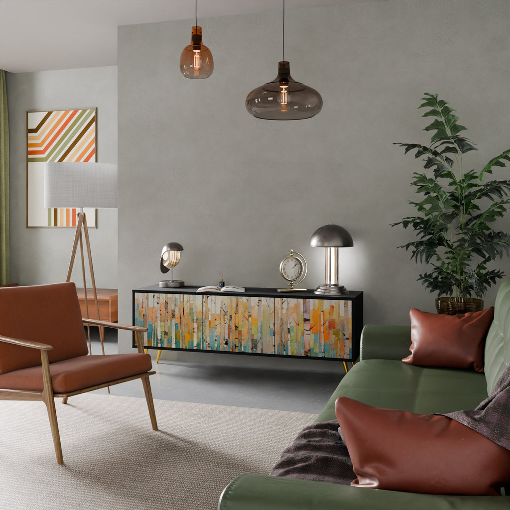 BIRCH KALEIDOSCOPE Móvel de TV com 3 Portas em Acabamento Preto