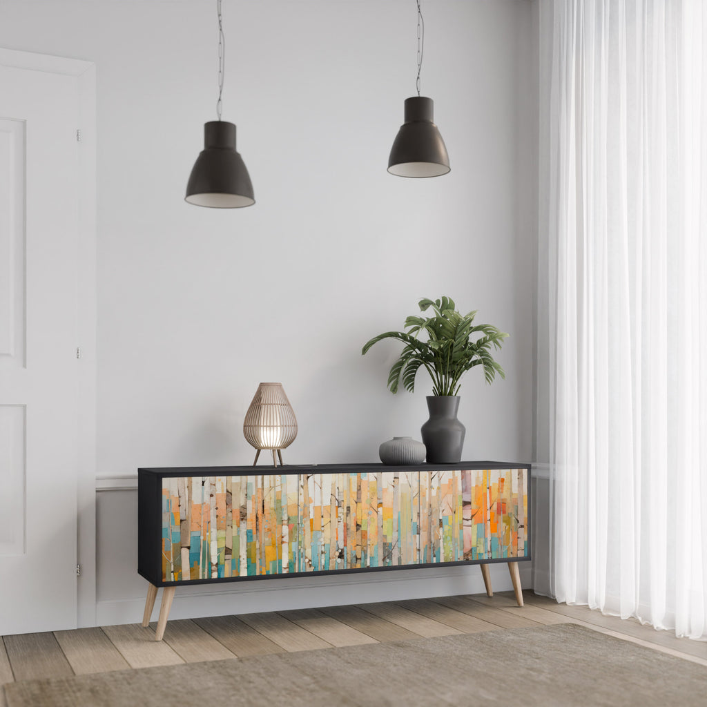 BIRCH KALEIDOSCOPE Móvel de TV com 3 Portas em Acabamento Preto