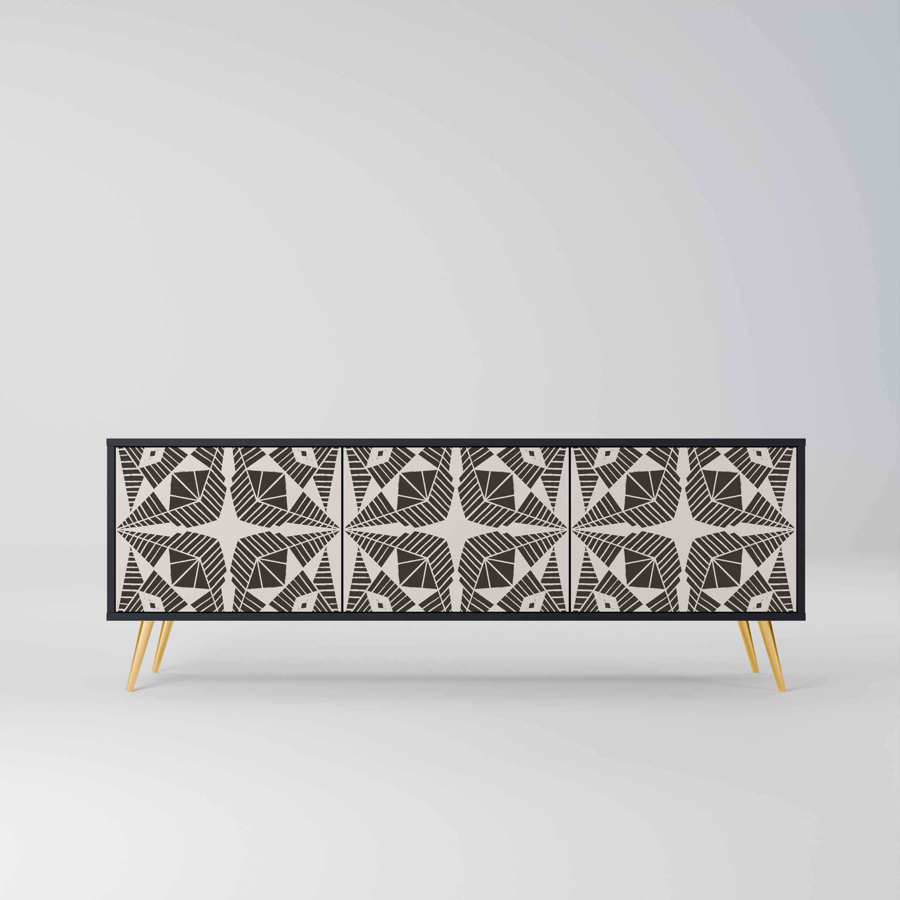 MONOCHROME NEXUS Móvel de TV com 3 Portas em Acabamento Preto