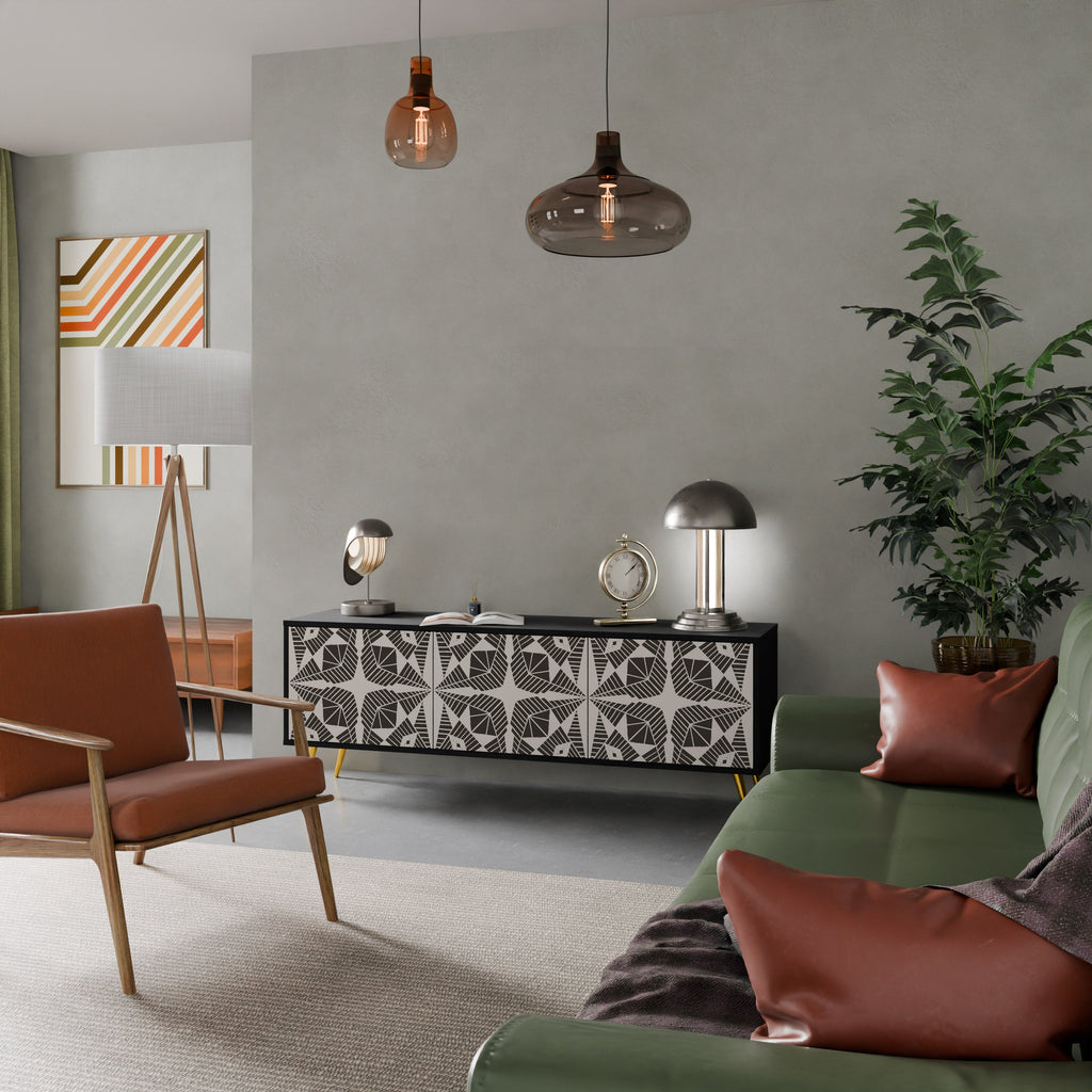 MONOCHROME NEXUS Móvel de TV com 3 Portas em Acabamento Preto