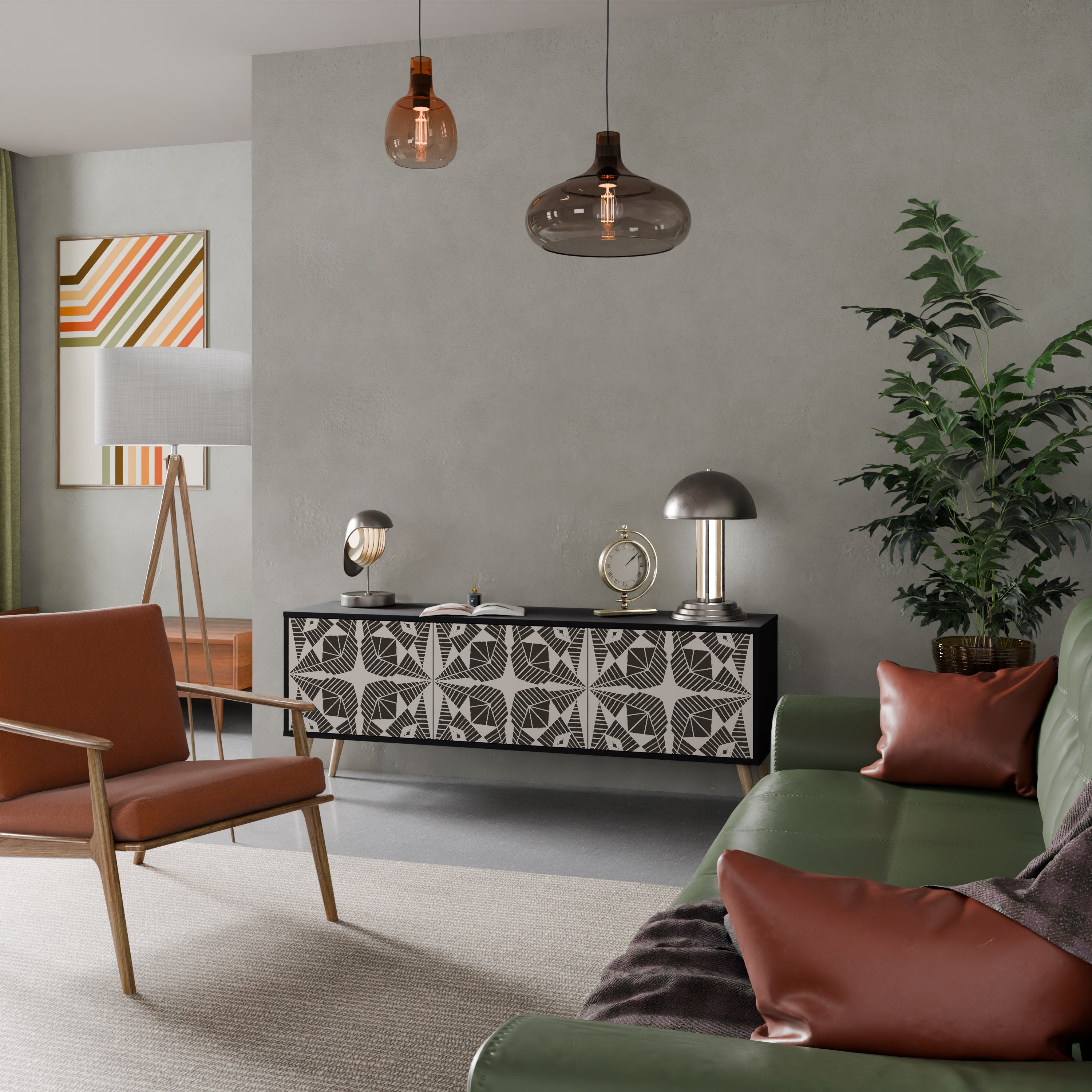 MONOCHROME NEXUS Móvel de TV com 3 Portas em Acabamento Preto