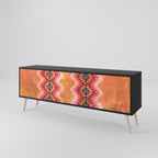 INDIAN FOLK 3-Door TV Stand in Black Finish