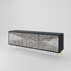 GRAIN LINES Móvel de TV com 3 Portas em Acabamento Preto