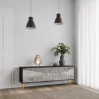 GRAIN LINES Móvel de TV com 3 Portas em Acabamento Preto