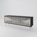 GRAIN LINES Móvel de TV com 3 Portas em Acabamento Preto