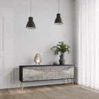 GRAIN LINES Móvel de TV com 3 Portas em Acabamento Preto