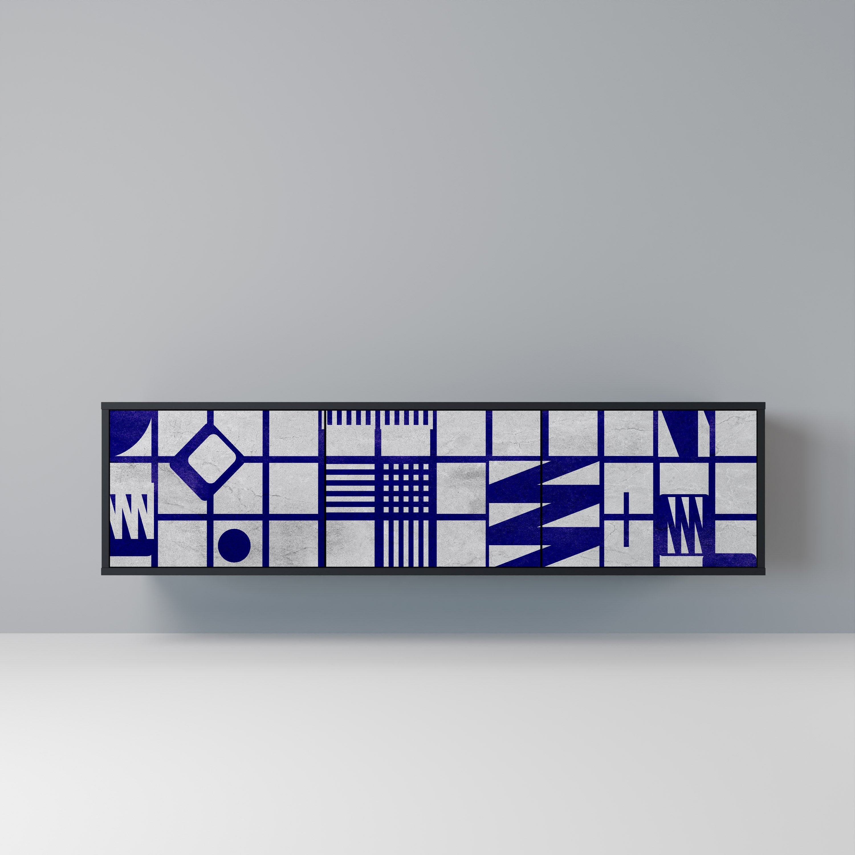 THE RIGHT PLACES Móvel de TV com 3 Portas em Acabamento Preto